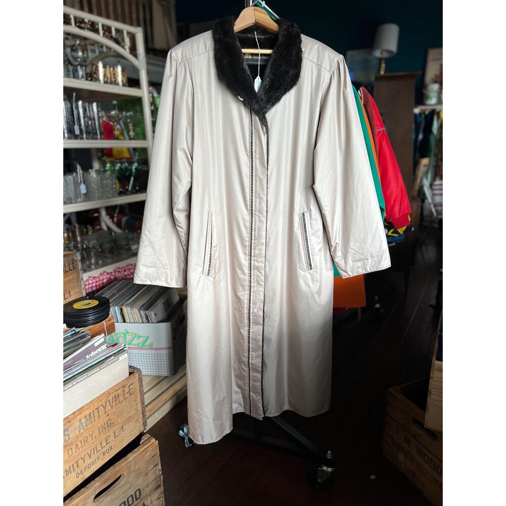 Vintage Claude Harvey Fur-Lined Trench Coat - Size L